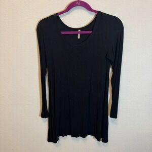Black Long Sleeve‎ Tunic Top Flowy Swing Mini Dress Casual Versatile